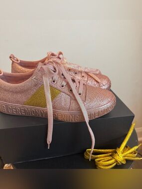 Opening Ceremony Pink Glitter Low-Top Sneakers with Gold Accent